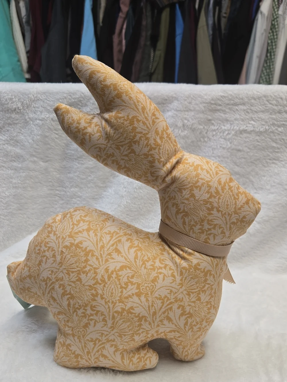 🌞Ashland Easter Tabletop Décor Fabric Bunny - Yellow Damask